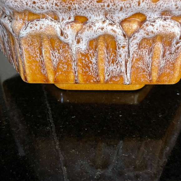 VINTAGE 1960s HAEGER 291 HEXAGON BULB SUCCULENT PLANTER 9” gold/brown drip glaze - Picture 2 of 15